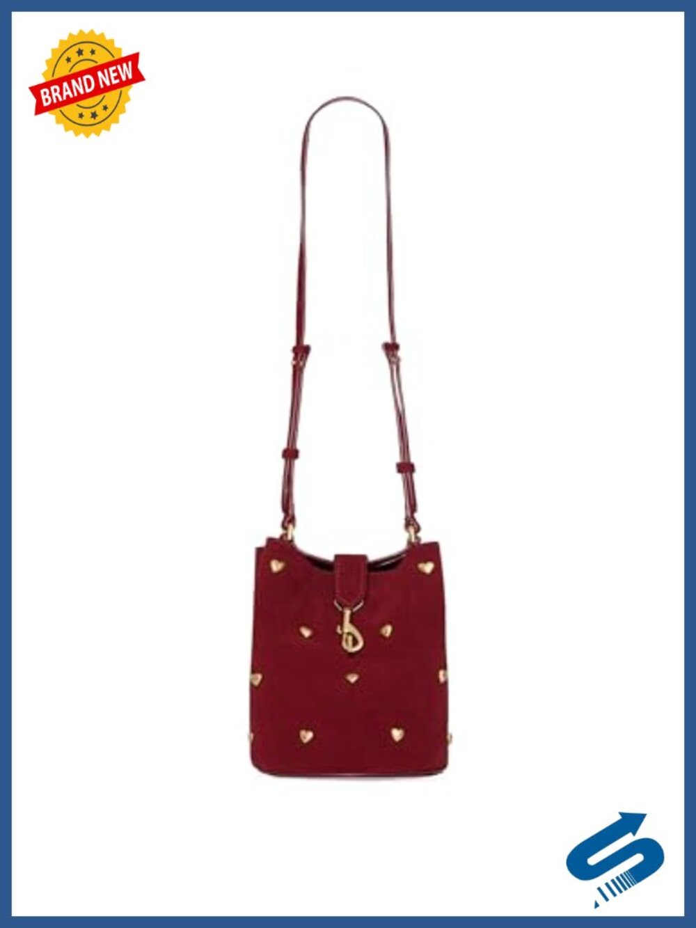 Genuine Leather Small Heart Bucket Bag Convertible Backpack Magnetic Closure